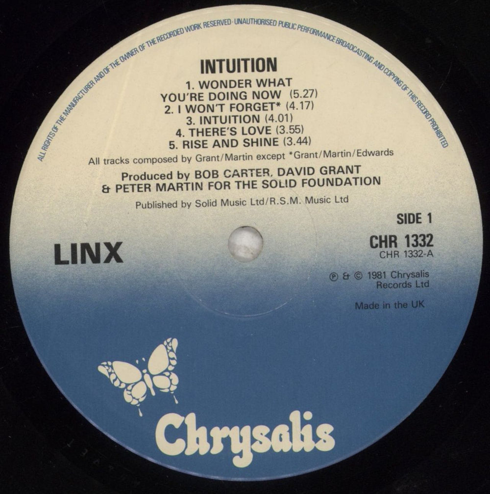 Linx Intuition UK vinyl LP album (LP record) LA9LPIN316479