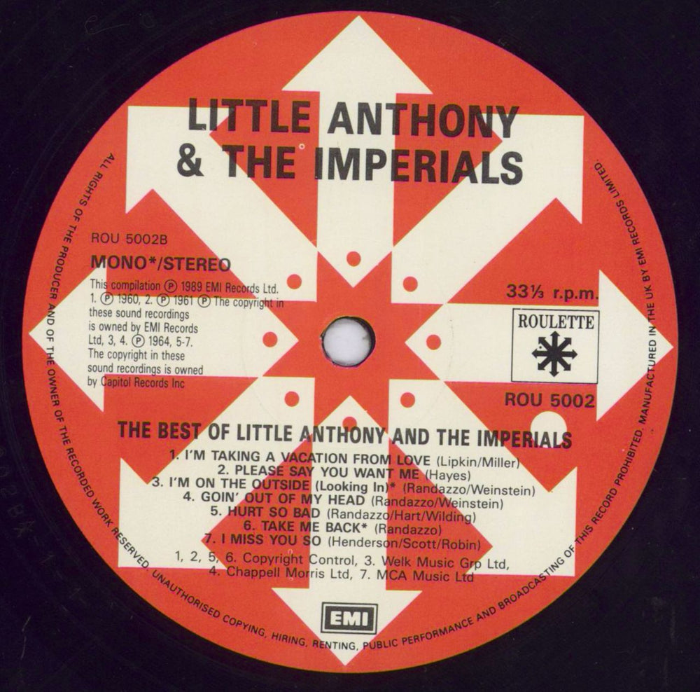 Little Anthony And The Imperials The Best Of Little Anthony & The Imperials UK vinyl LP album (LP record) A&ILPTH819319