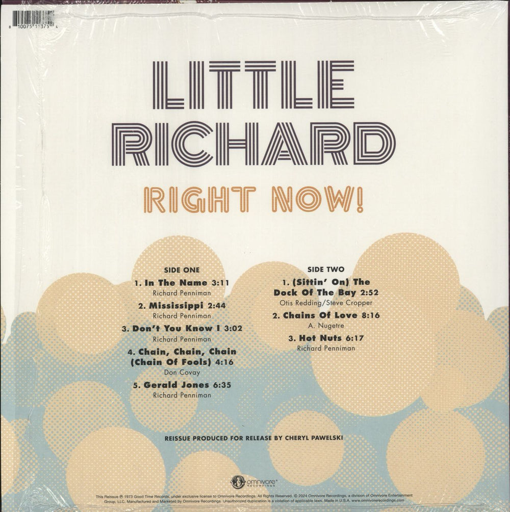 Little Richard Right Now! - Sunflare Vinyl - RSD24 US vinyl LP album (LP record) 810075113754