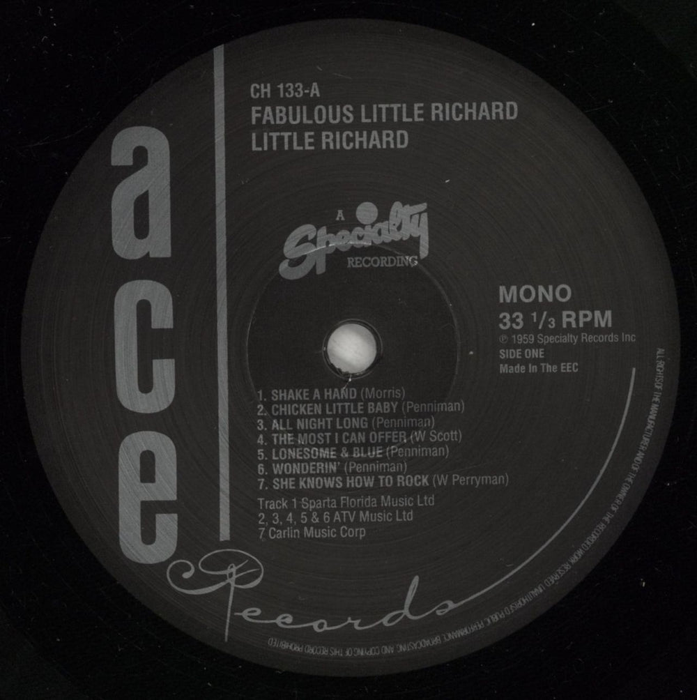Little Richard The Fabulous Little Richard UK vinyl LP album (LP record) LTRLPTH877146