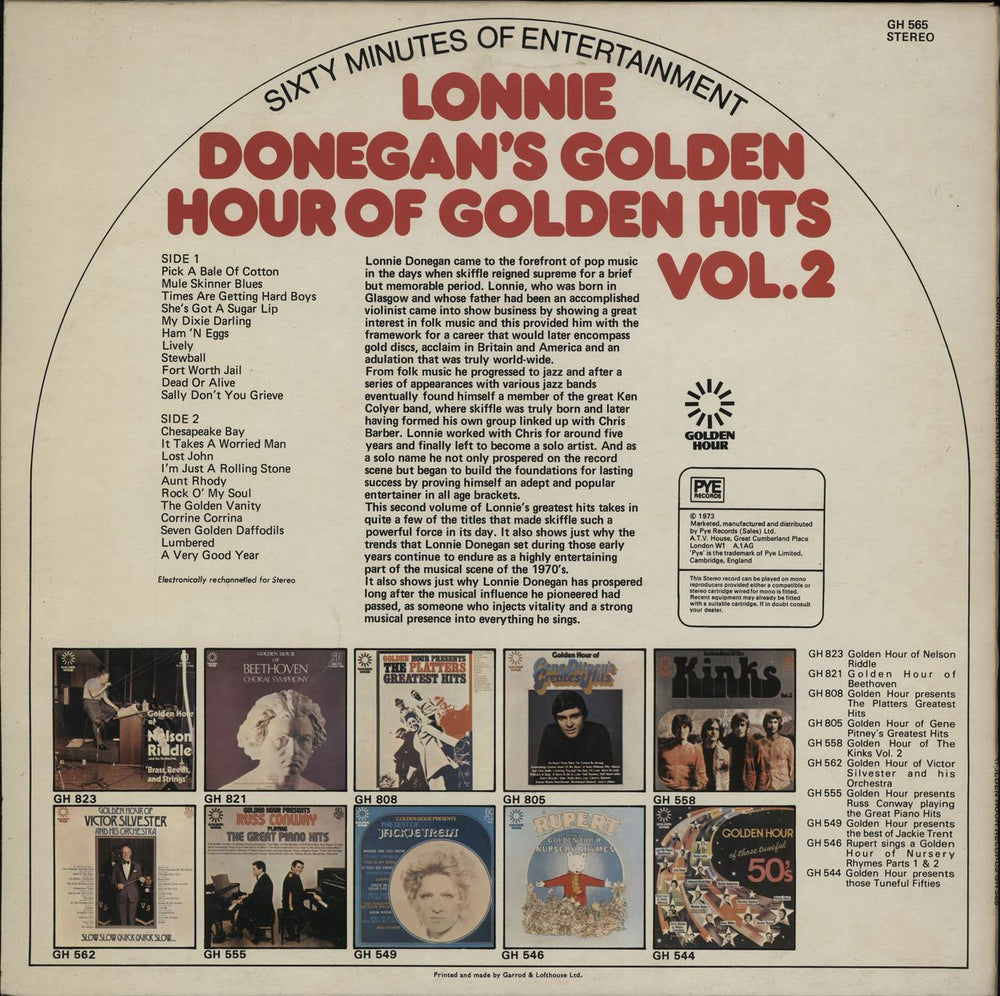 Lonnie Donegan Golden Hour Of Golden Hits Vol. 2 UK vinyl LP album (LP record)