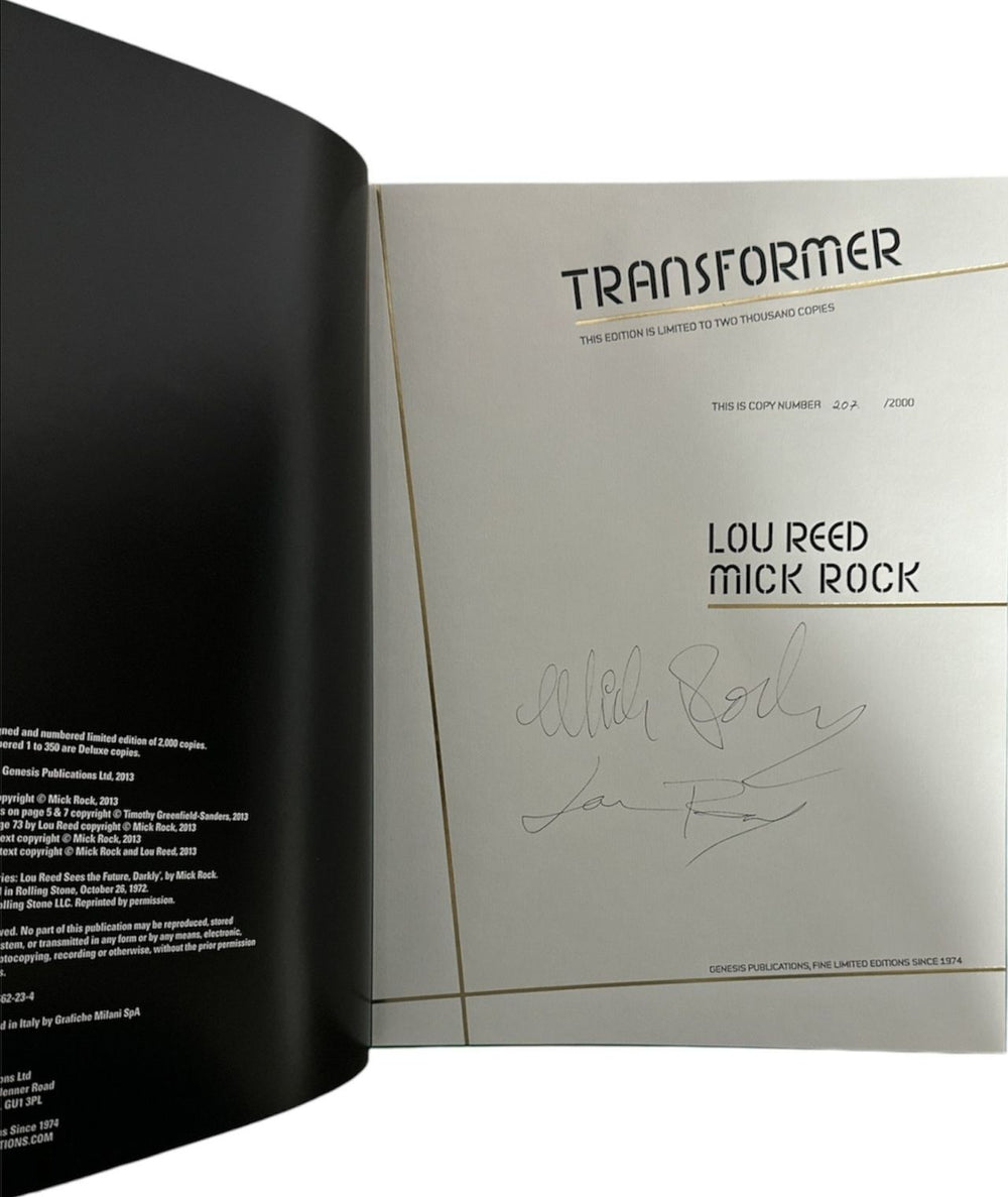 Lou Reed Transformer - Autographed UK book LOUBKTR852409