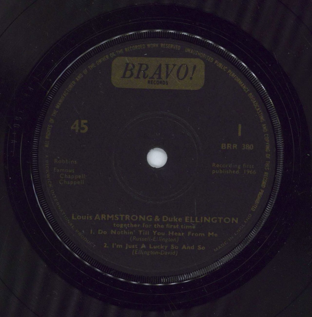 Louis Armstrong & Duke Ellington Recording Together For The First Time EP - Solid UK 7" vinyl single (7 inch record / 45) L8407RE870179