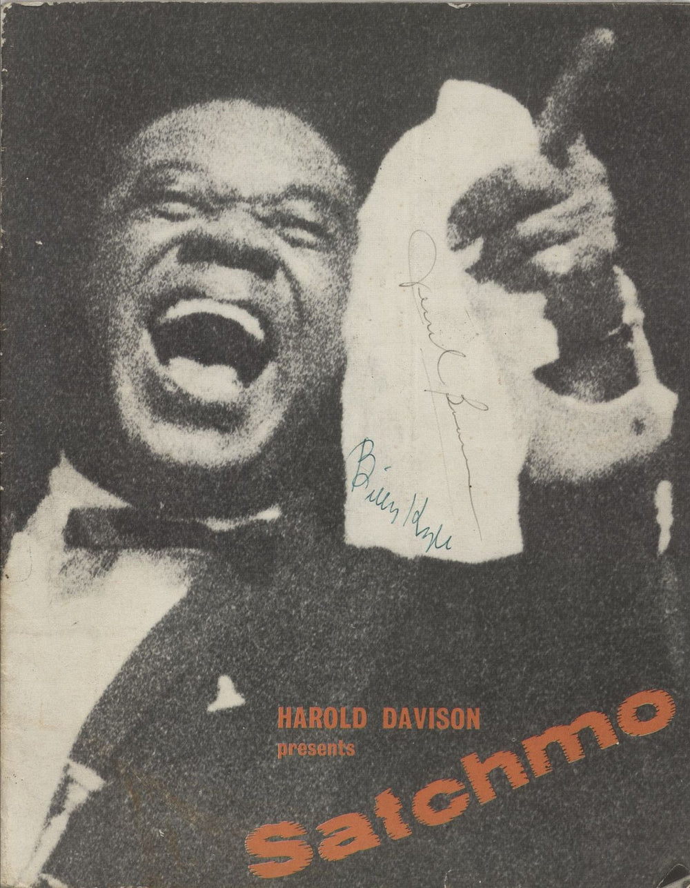 Louis Armstrong Satchmo - Third British Tour April-May 1962 + ticket stub - Autographed UK tour programme TOUR PROGRAMME
