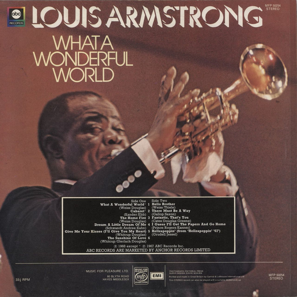 Louis Armstrong What A Wonderful World UK vinyl LP album (LP record)