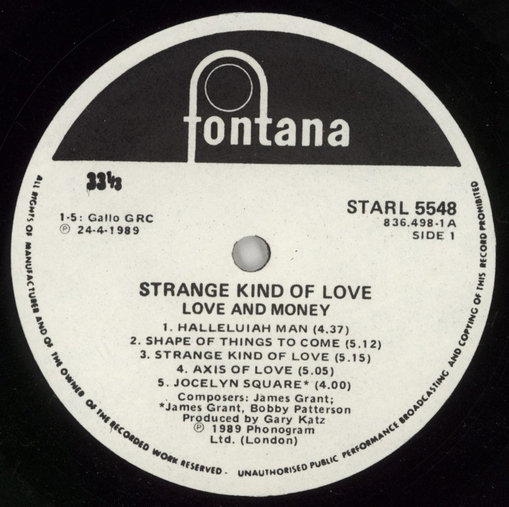 Love And Money Strange Kind Of Love South African vinyl LP album (LP record) L&MLPST869349