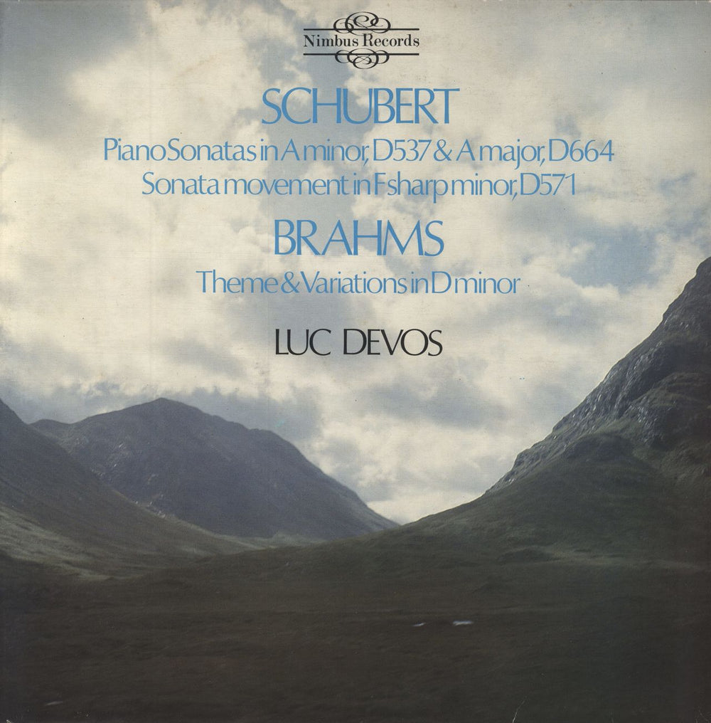 Luc Devos Schubert: Piano Sonatas / Brahms: Variations UK vinyl LP album (LP record) NIMBUS2129