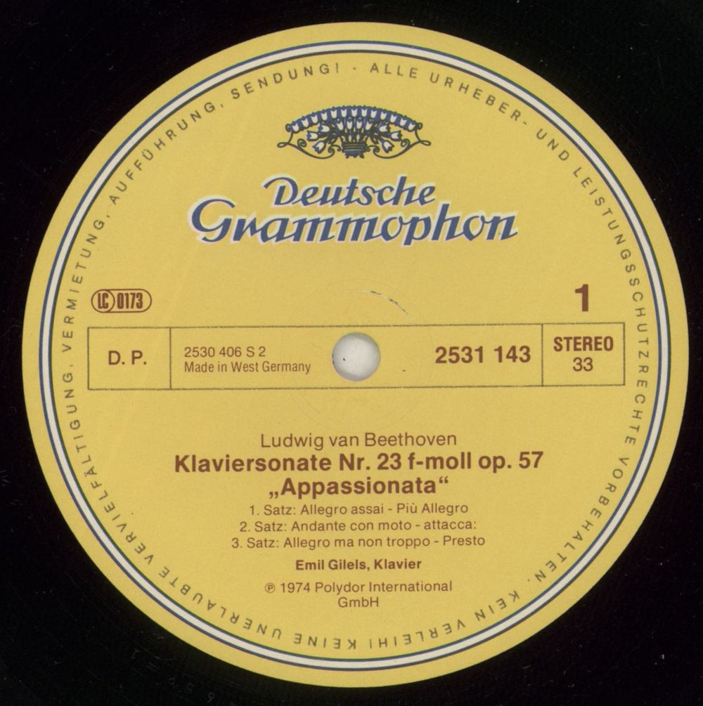 Ludwig Van Beethoven Beethoven: Klaviersonaten - Piano Sonatas No.23 Appassionata - No.21 Waldstein German vinyl LP album (LP record) LVBLPBE878231