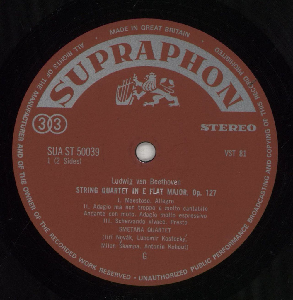 Ludwig Van Beethoven Beethoven: String Quartet In E Flat Major / Grosse Fuge In B Flat Major Czech vinyl LP album (LP record) LVBLPBE856784