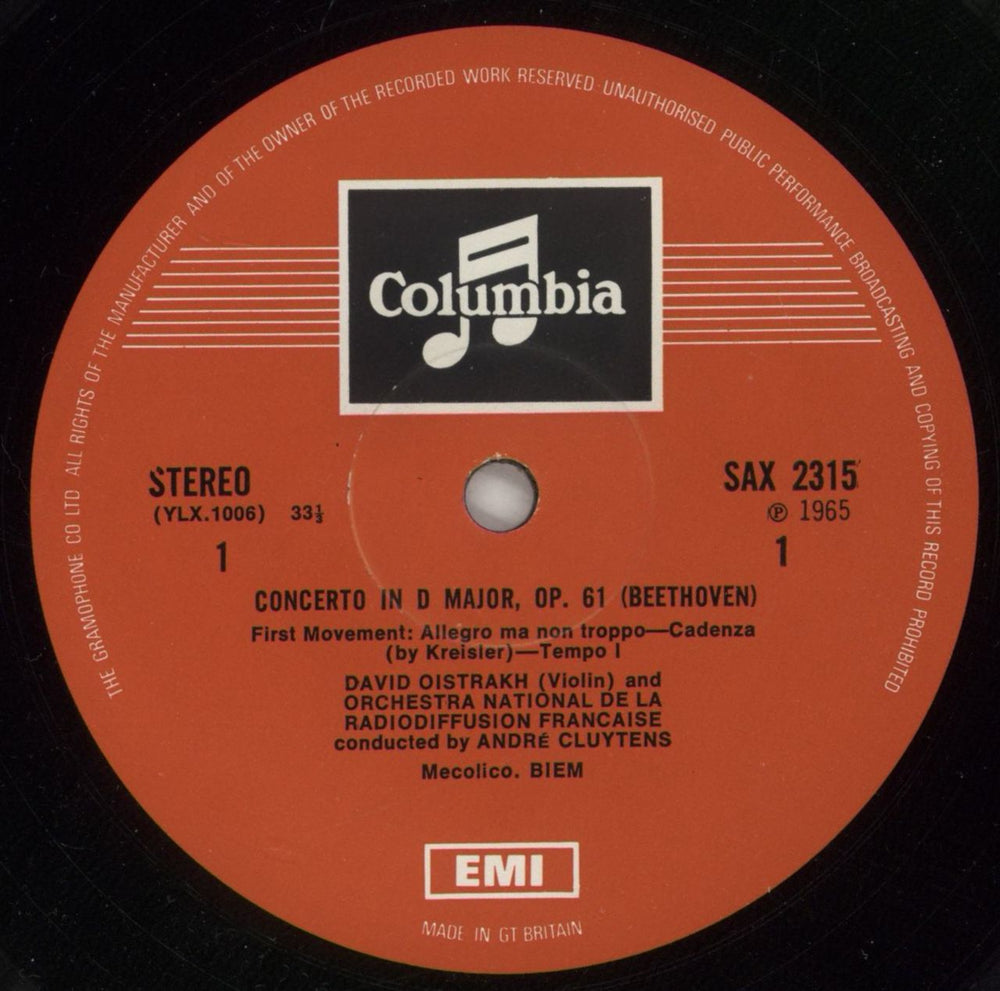 Ludwig Van Beethoven Beethoven: Violin Concerto UK vinyl LP album (LP record) LVBLPBE879124