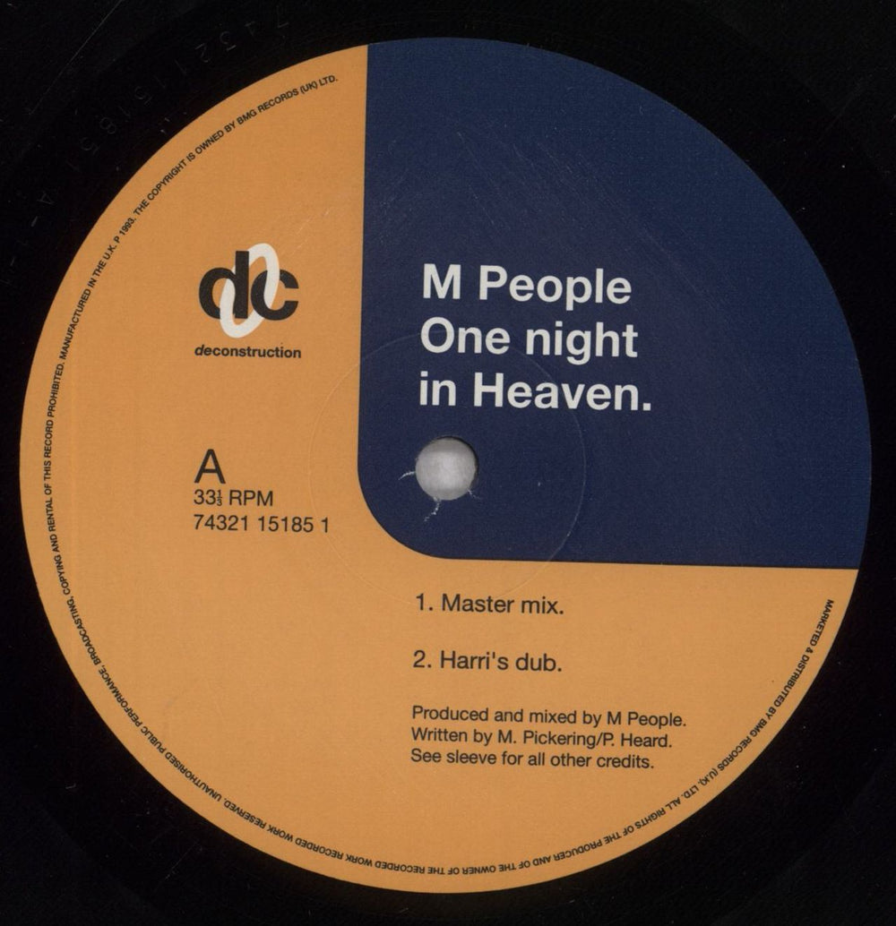 M-People One Night In Heaven - Promo Stickered UK Promo 12" vinyl single (12 inch record / Maxi-single) MPE12ON837718