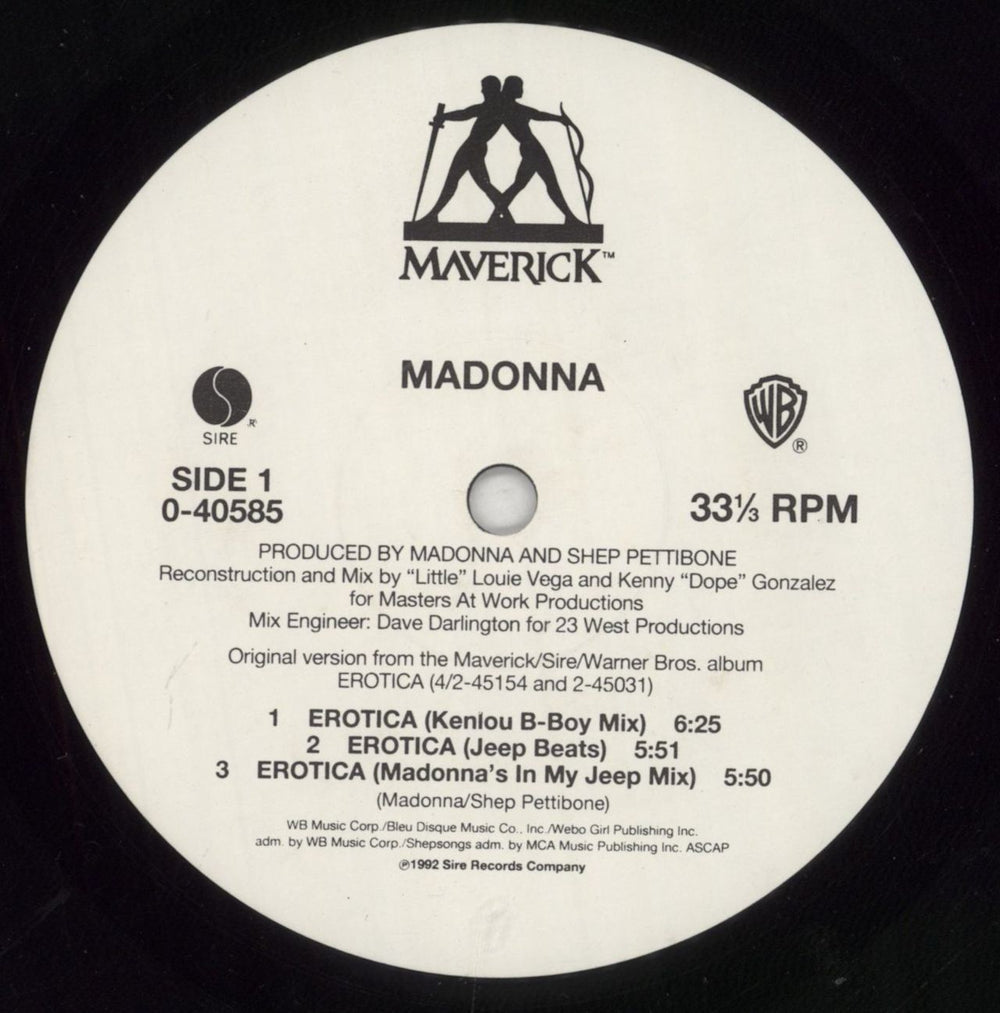 Madonna Erotica Remixes US 12" vinyl single (12 inch record / Maxi-single) MAD12ER10505