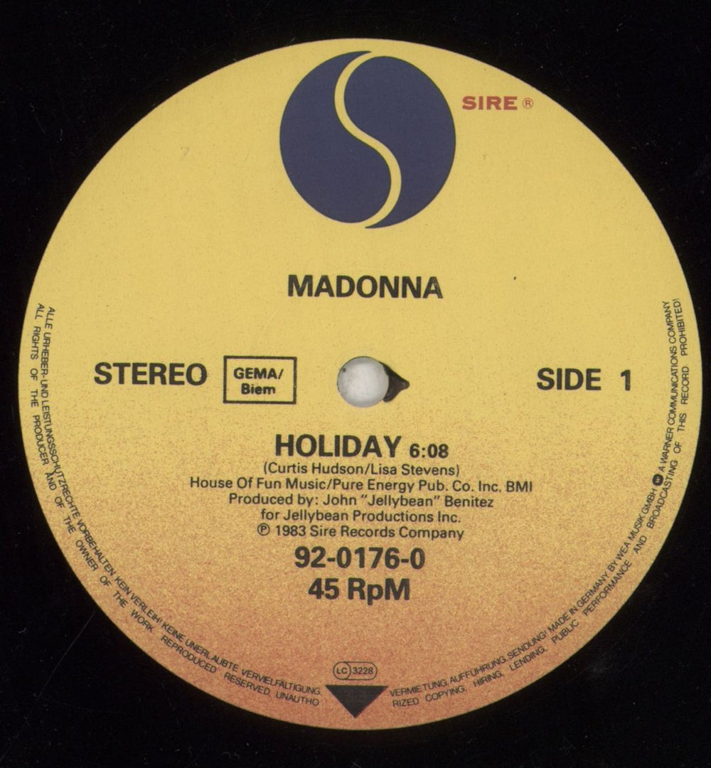 Madonna Holiday German 12" vinyl single (12 inch record / Maxi-single) MAD12HO163066