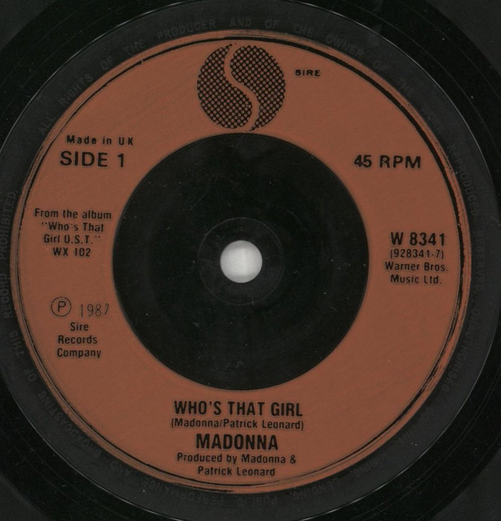 Madonna Who's That Girl - Red Inj - Paper Sleeve UK 7" vinyl single (7 inch record / 45) MAD07WH850882