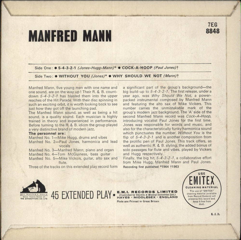 Manfred Mann Manfred Mann's Cock-a-hoop With 5-4-3-2-1 E.P. UK 7" vinyl single (7 inch record / 45)