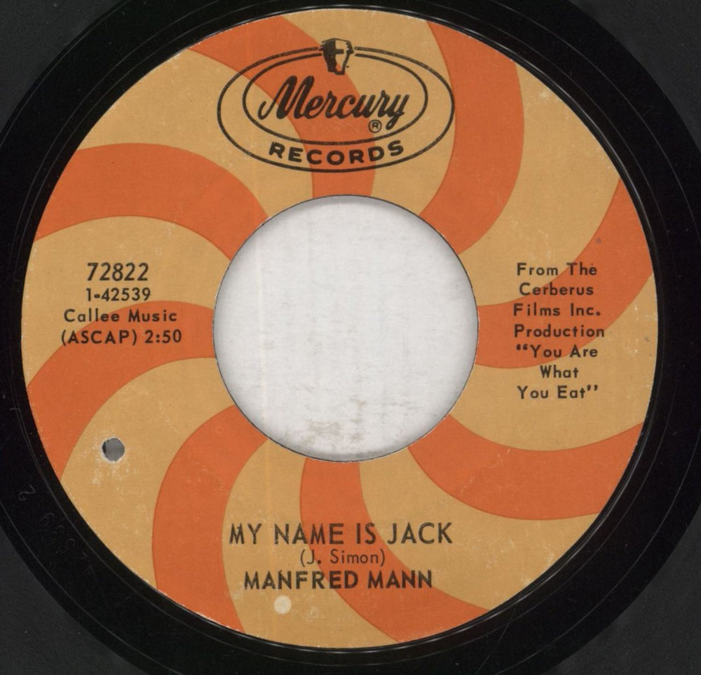 Manfred Mann My Name Is Jack UK 7" vinyl single (7 inch record / 45) 72822