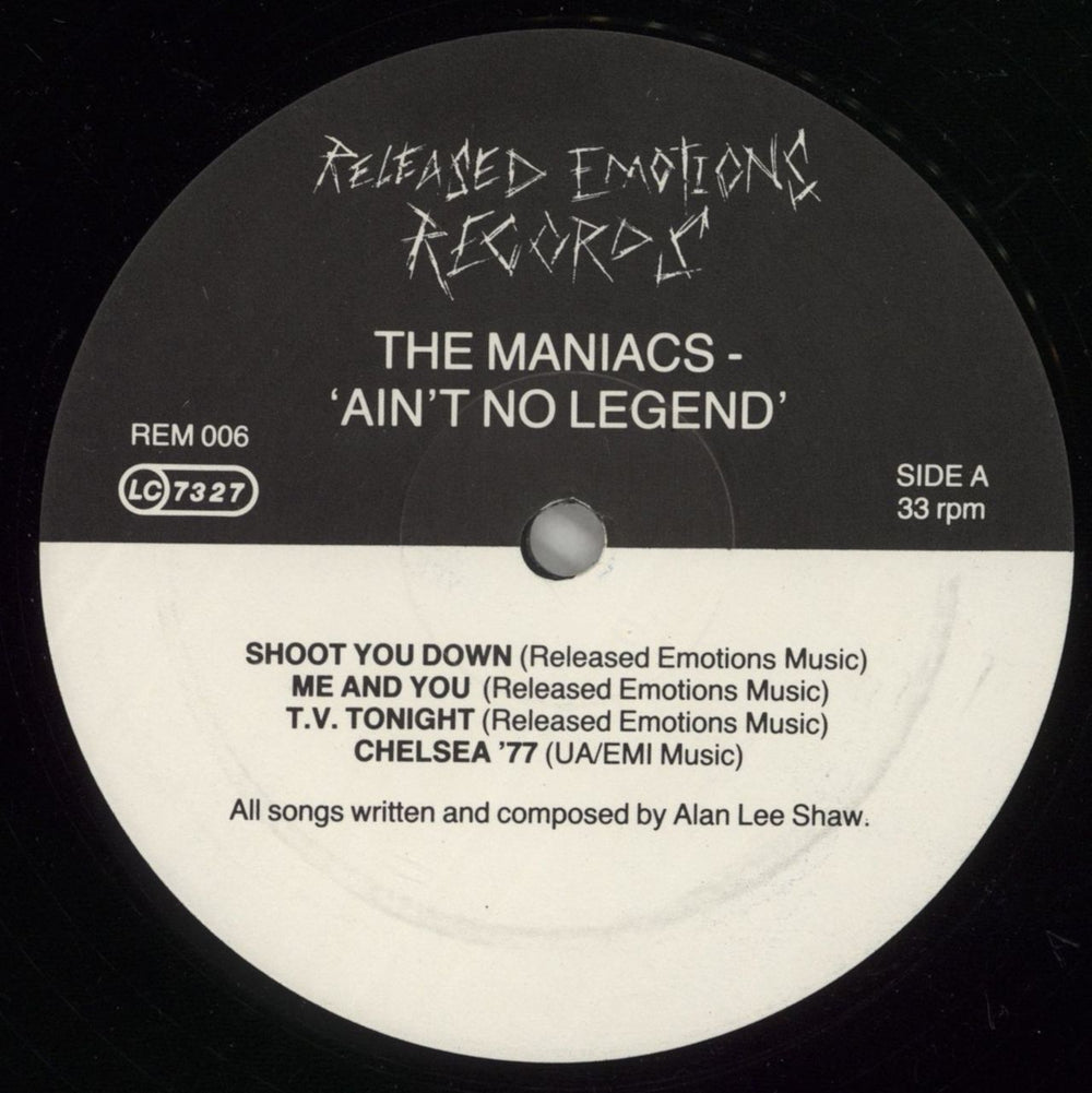Maniacs Ain't No Legend UK vinyl LP album (LP record) 9B1LPAI864325