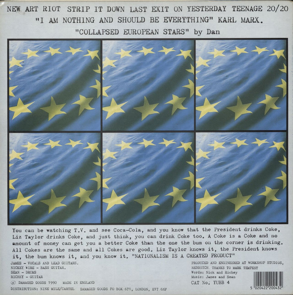 Manic Street Preachers New Art Riot EP - Black & Yellow Labels UK 12" vinyl single (12 inch record / Maxi-single) 5020422200432