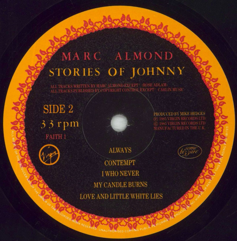 Marc Almond Stories Of Johnny + Booklet - EX UK vinyl LP album (LP record) ALMLPST855610