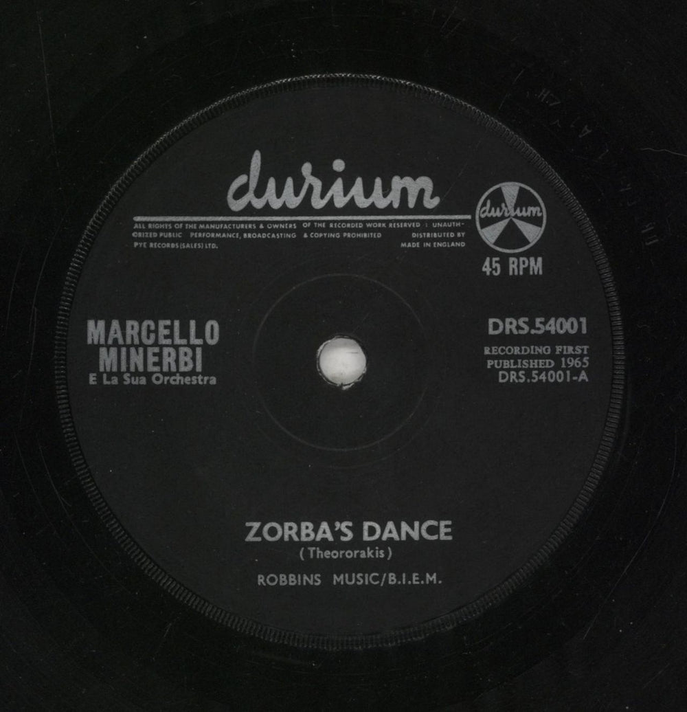 Marcello Minerbi Zorba's Dance UK 7" vinyl single (7 inch record / 45) 3MM07ZO668761