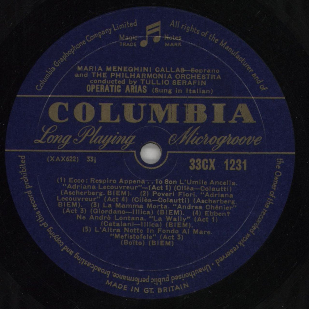 Maria Callas Sings Operatic Arias UK vinyl LP album (LP record) M44LPSI862013