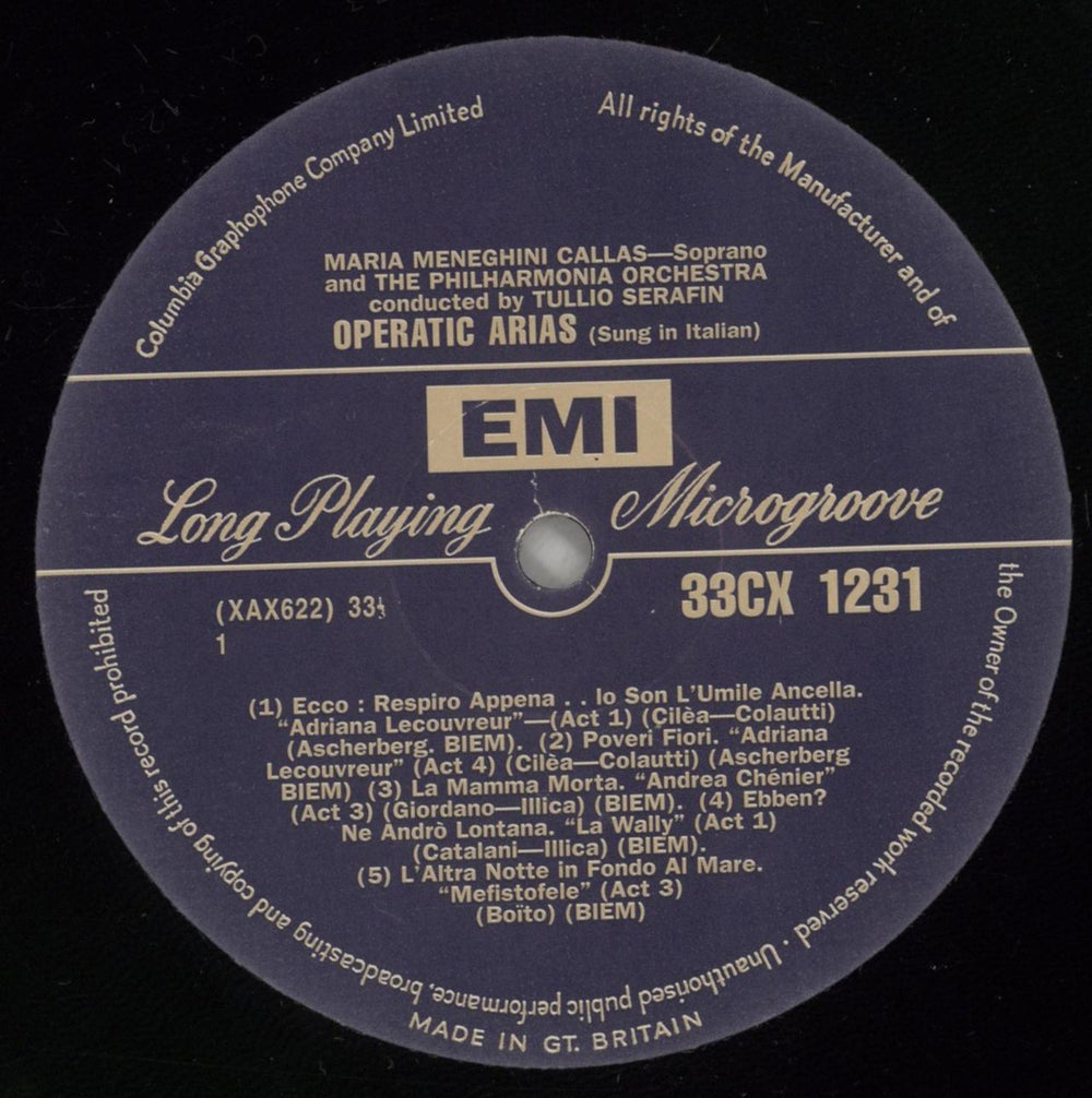 Maria Callas Sings Operatic Arias UK vinyl LP album (LP record) M44LPSI880495