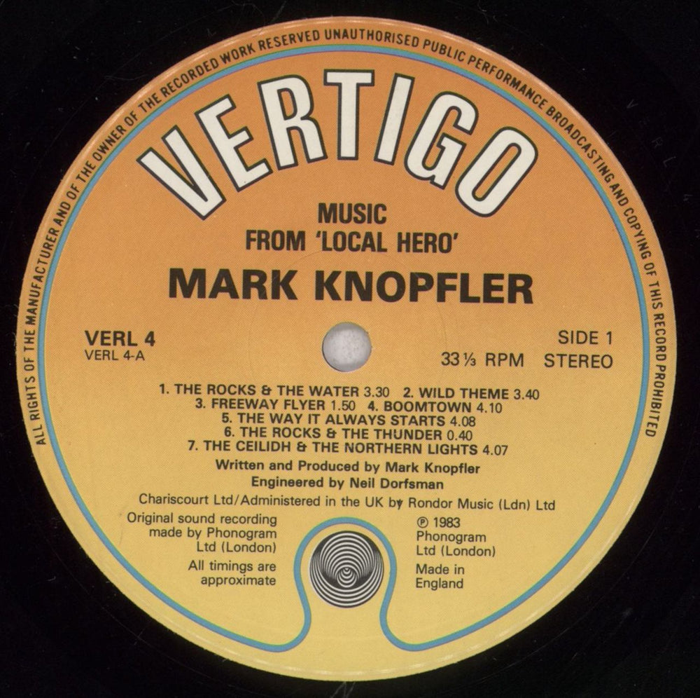 Mark Knopfler Local Hero - 1st - Hype-stickered - VG UK vinyl LP album (LP record) KNOLPLO843767