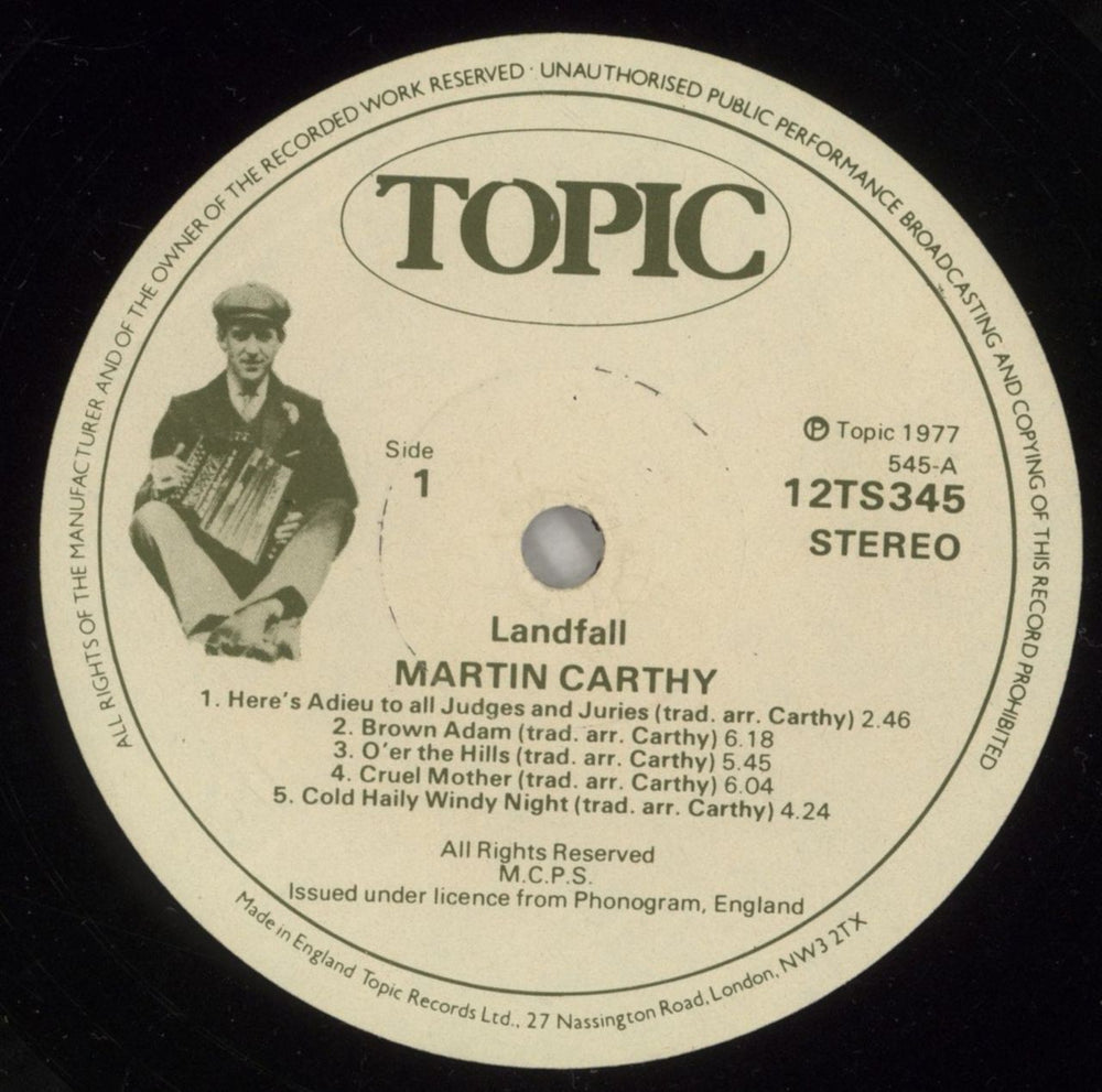 Martin Carthy Landfall UK vinyl LP album (LP record) CAYLPLA392042