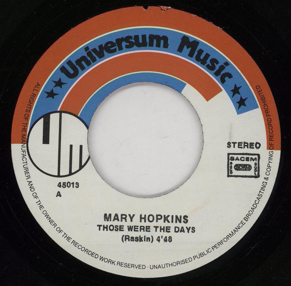 Mary Hopkin Those Were The Days French 7" vinyl single (7 inch record / 45) MHP07TH755348