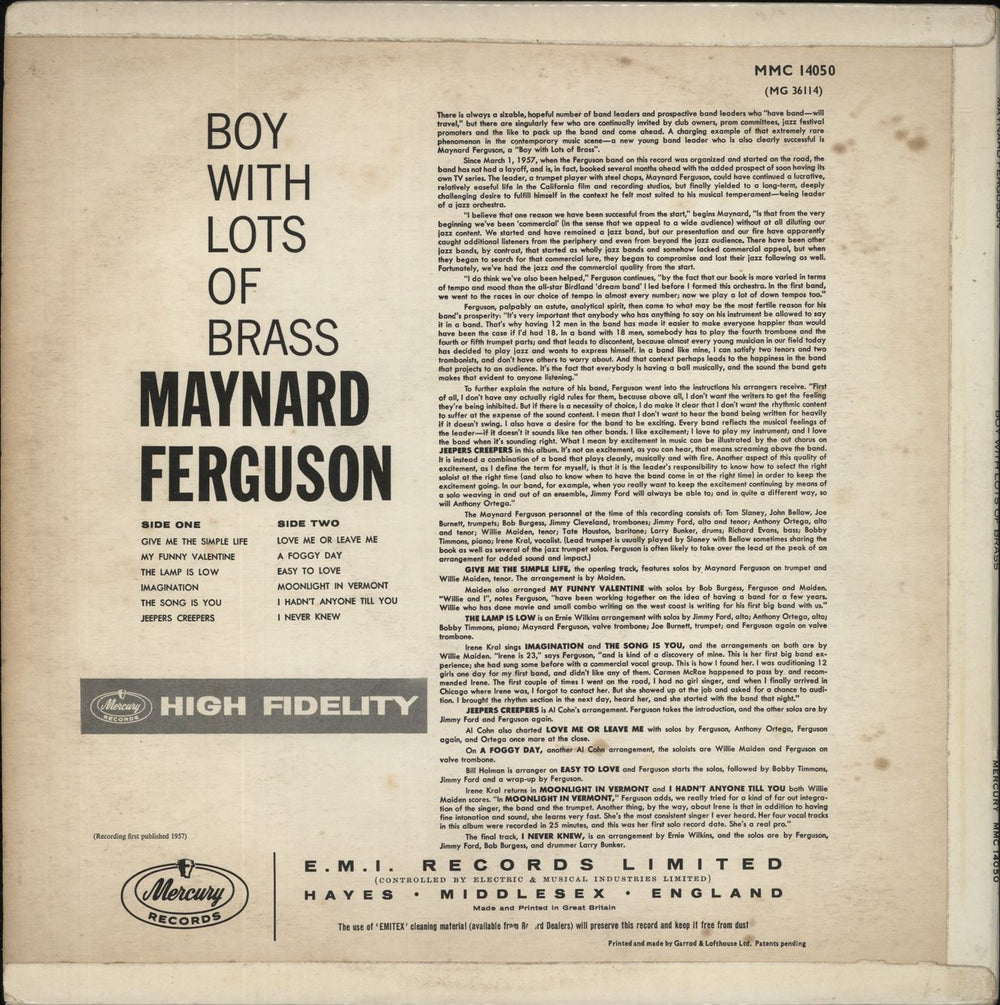 Maynard Ferguson Boy With Lots Of Brass - Factory Sample UK Promo vinyl LP album (LP record)