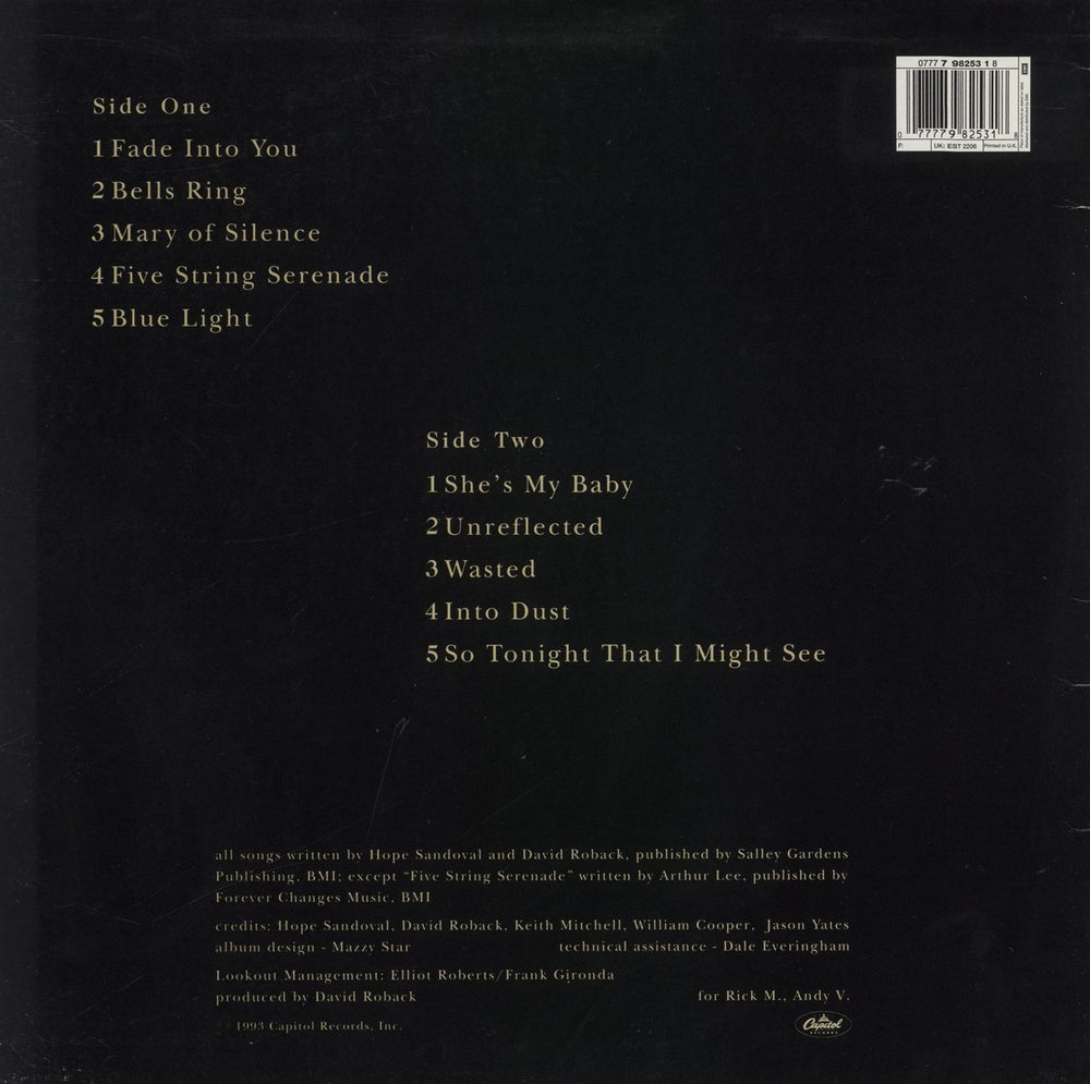 Mazzy Star So Tonight That I Might See - EX UK vinyl LP album (LP record) 077779825318