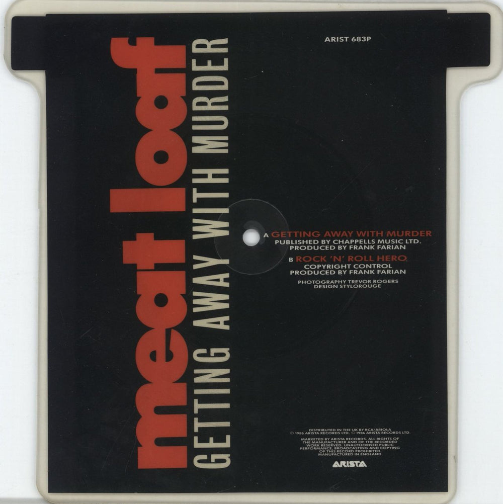 Meat Loaf Getting Away With Murder UK shaped picture disc (picture disc vinyl record)