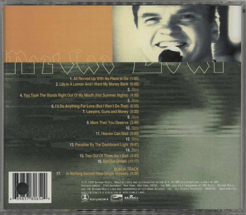 Meat Loaf Vh1 Storytellers US Promo CD album (CDLP)