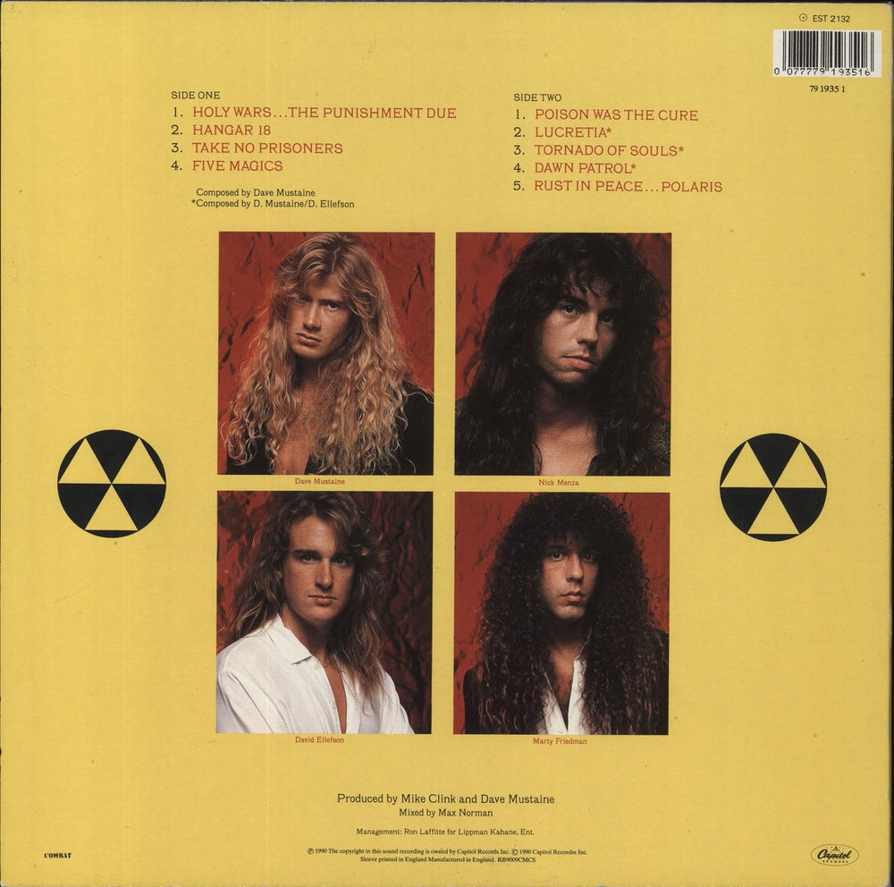 Megadeth Rust In Peace - EX UK vinyl LP album (LP record) 077779193516