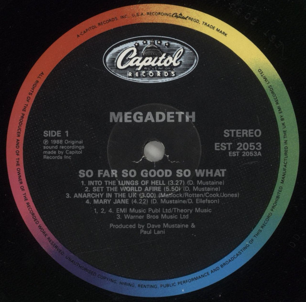 Megadeth So Far, So Good... So What! - VG UK vinyl LP album (LP record) MEGLPSO879256