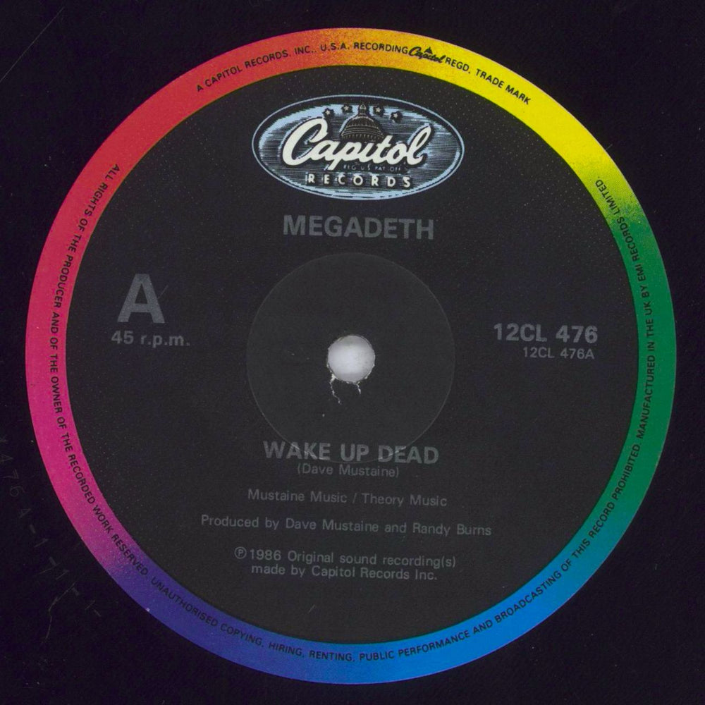 Megadeth Wake Up Dead + Cert - VG UK 12" vinyl single (12 inch record / Maxi-single) MEG12WA833363