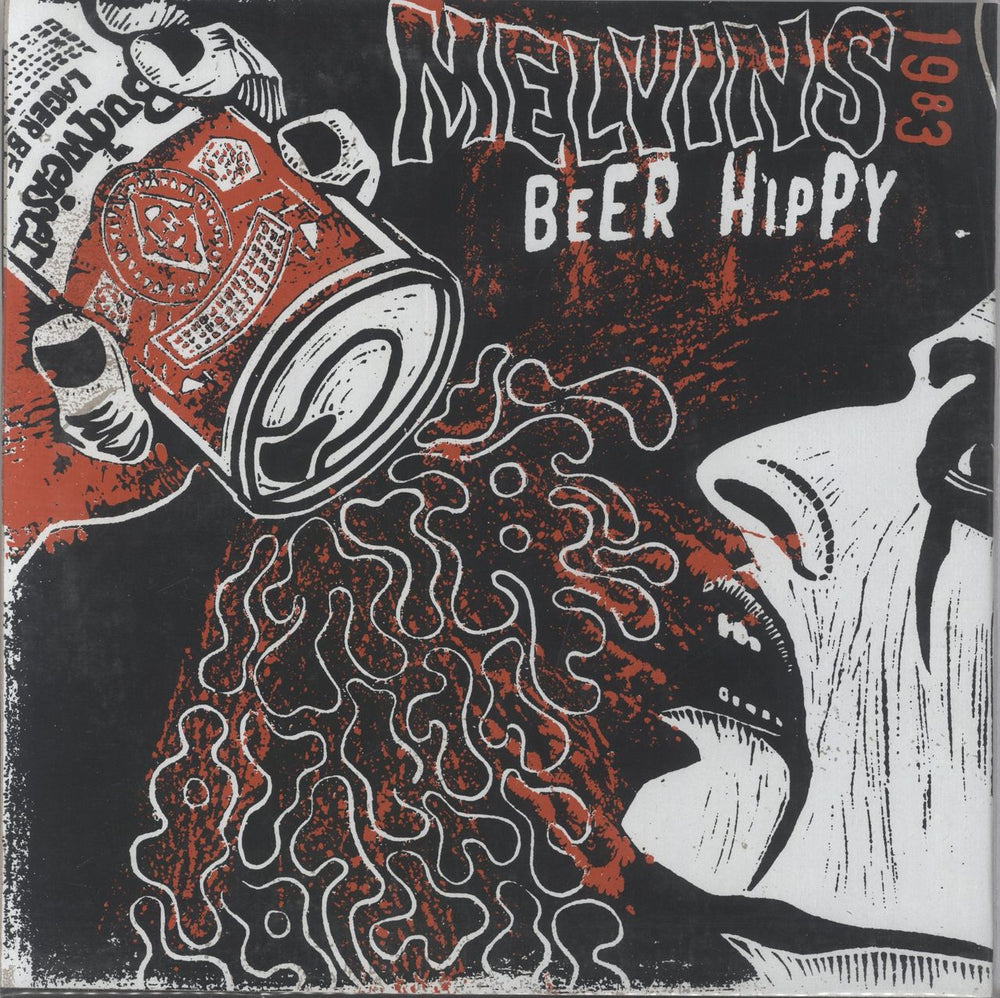 Melvins Beer Hippy - Clear Amber/ Red and Yellow Splatters US 10" vinyl single (10 inch record) AMREP104