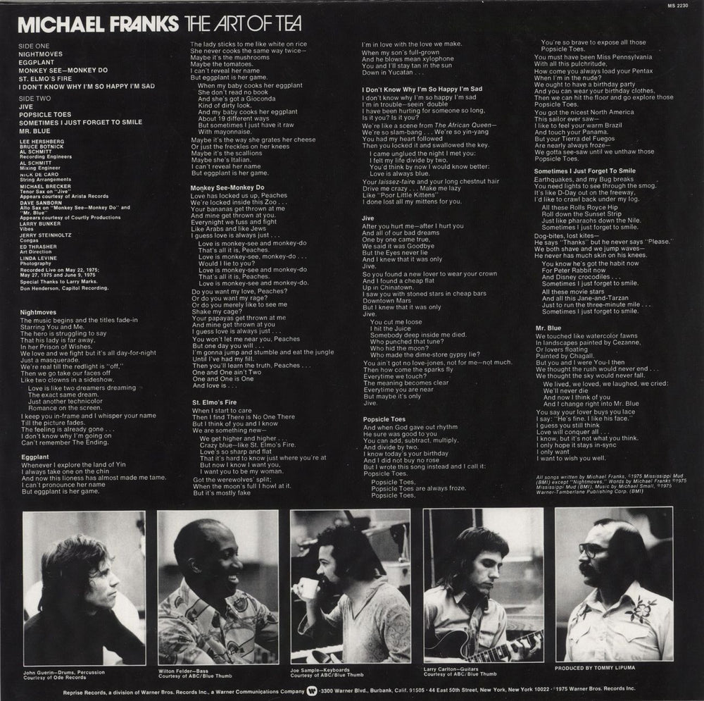 Michael Franks The Art Of Tea US vinyl LP album (LP record)