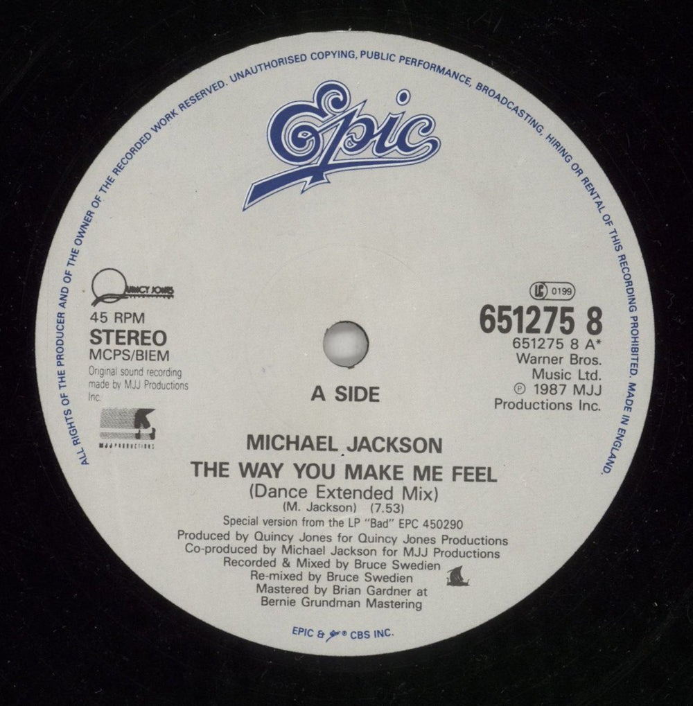 Michael Jackson The Way You Make Me Feel UK 12" vinyl single (12 inch record / Maxi-single) M-J12TH21682