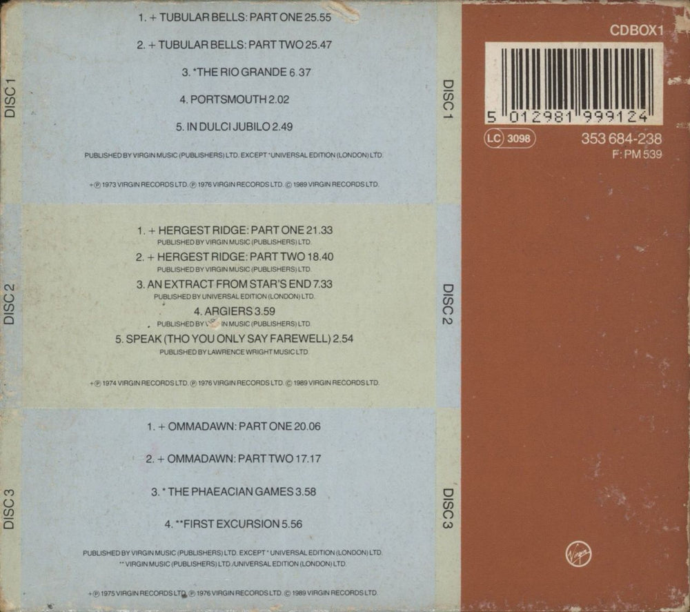 Mike Oldfield Boxed UK box set 077778781820