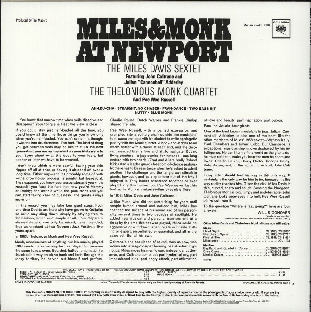 Miles Davis Miles & Monk At Newport - 180gm US vinyl LP album (LP record)