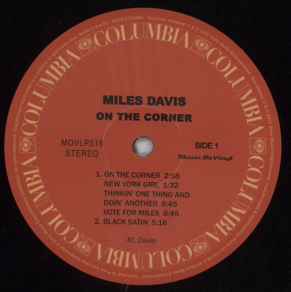 Miles Davis On The Corner UK vinyl LP album (LP record) MDALPON847723