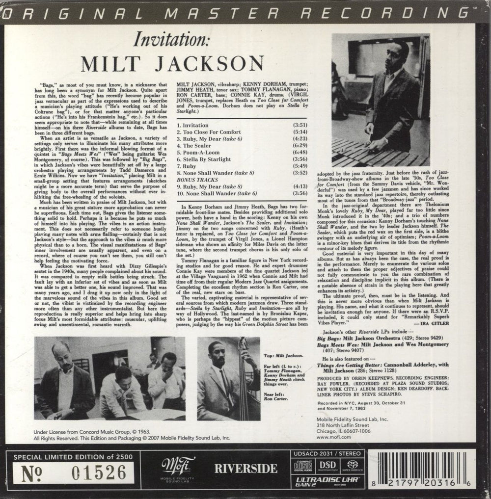 Milt Jackson Invitation - Super Audio CD US super audio CD SACD 821797203166