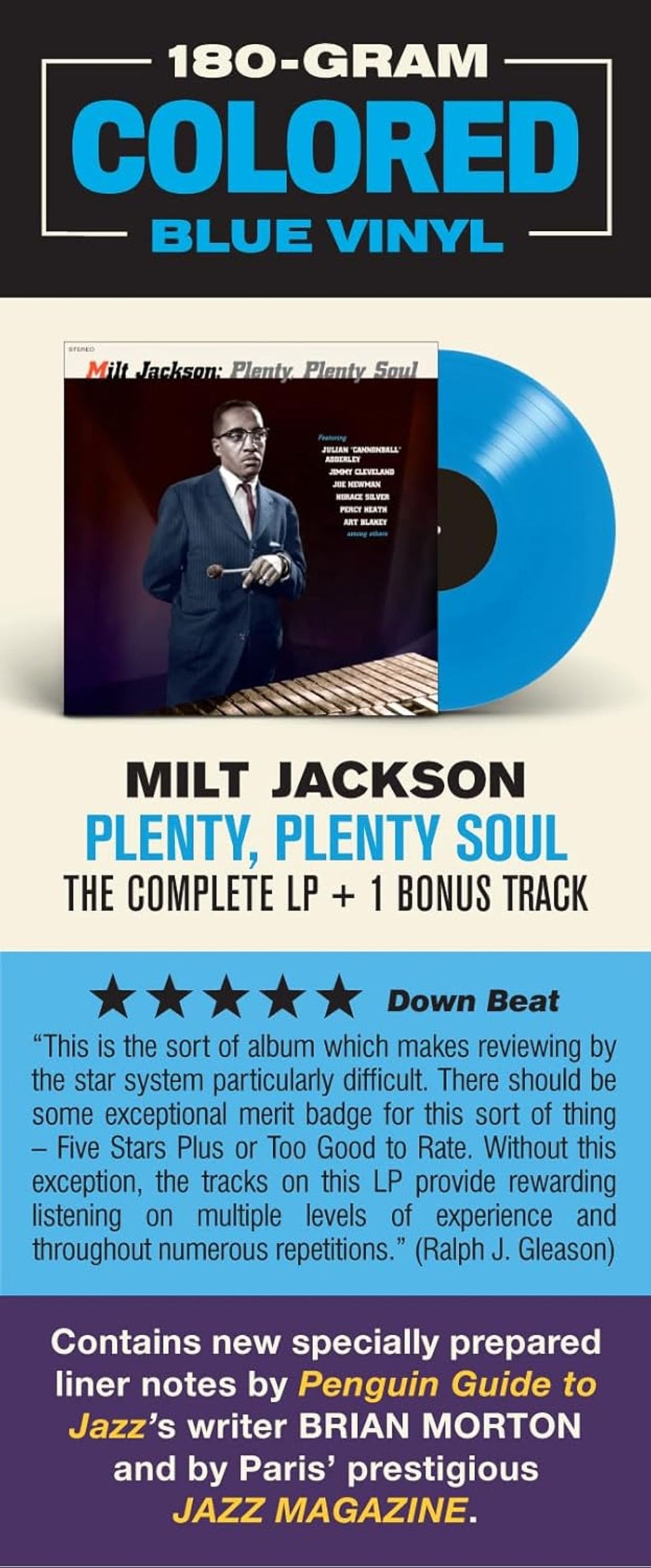 Milt Jackson Plenty, Plenty Soul - Blue Vinyl 180 Gram - Sealed UK vinyl LP album (LP record) 8436563185458