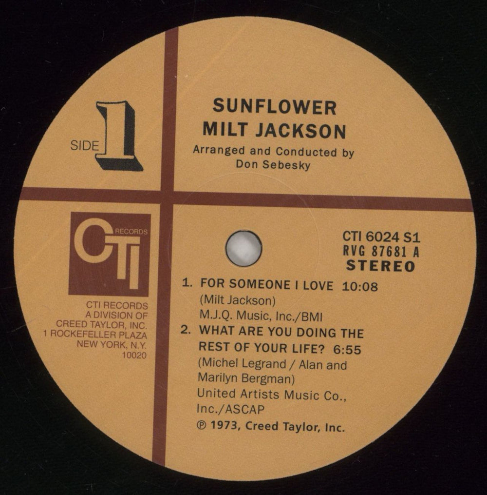 Milt Jackson Sunflower UK vinyl LP album (LP record) MJ1LPSU863356