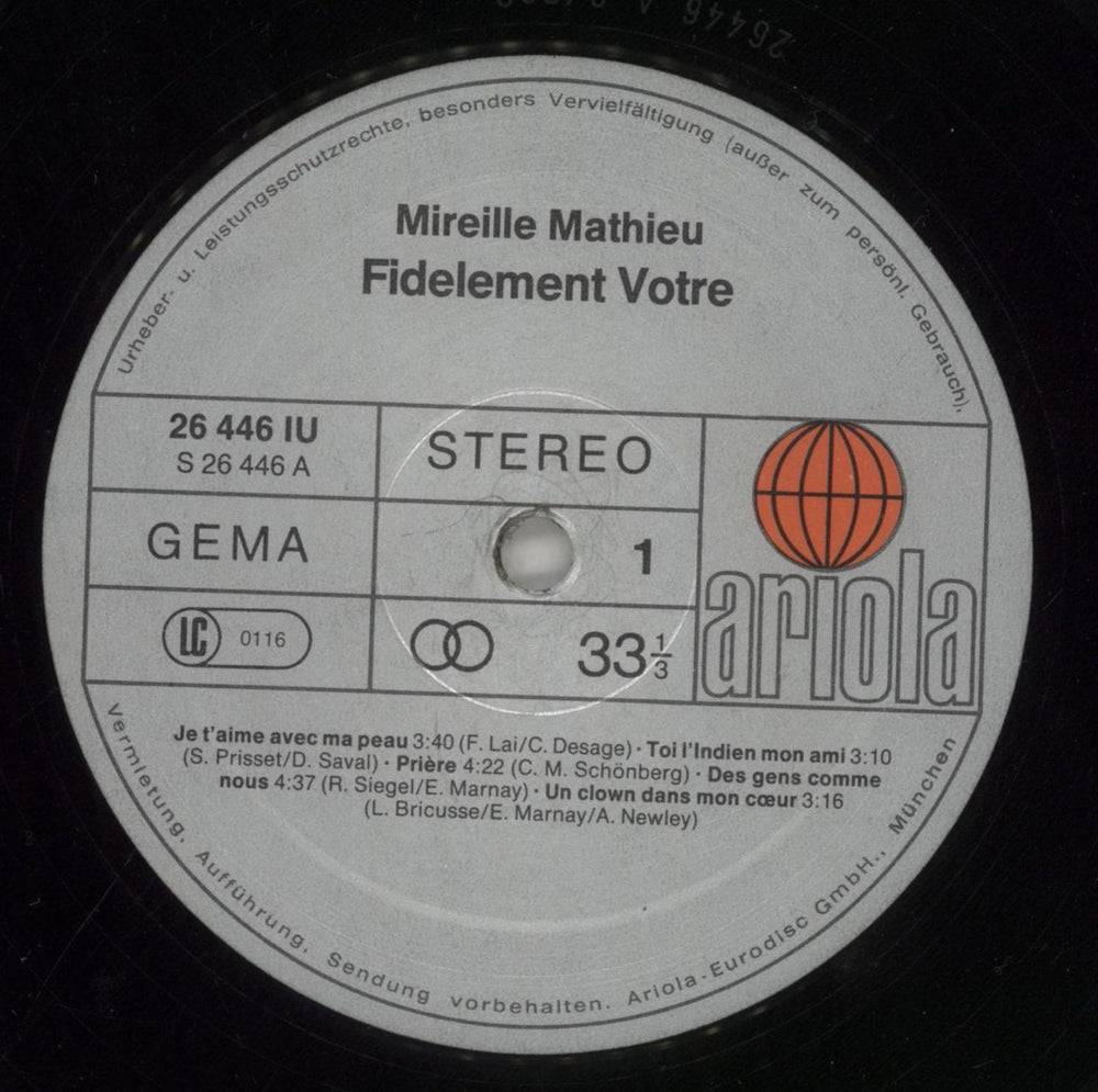 Mireille Mathieu Fidèlement Votre German vinyl LP album (LP record) MM-LPFI859093