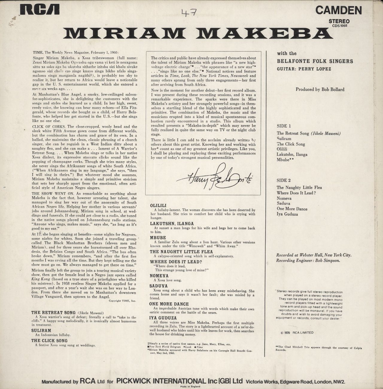 Miriam Makeba Miriam Makeba UK vinyl LP album (LP record)
