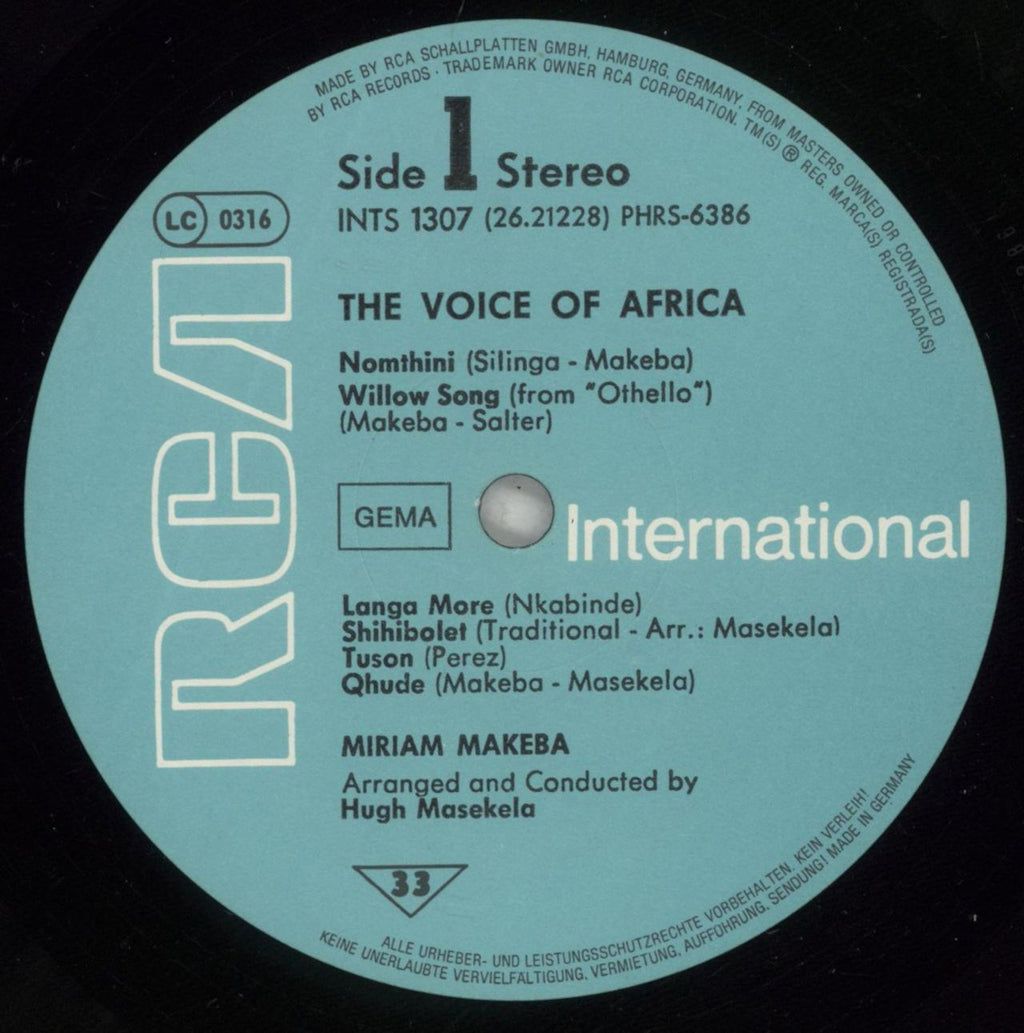 Miriam Makeba The Voice Of Africa German vinyl LP album (LP record) 4MMLPTH876029