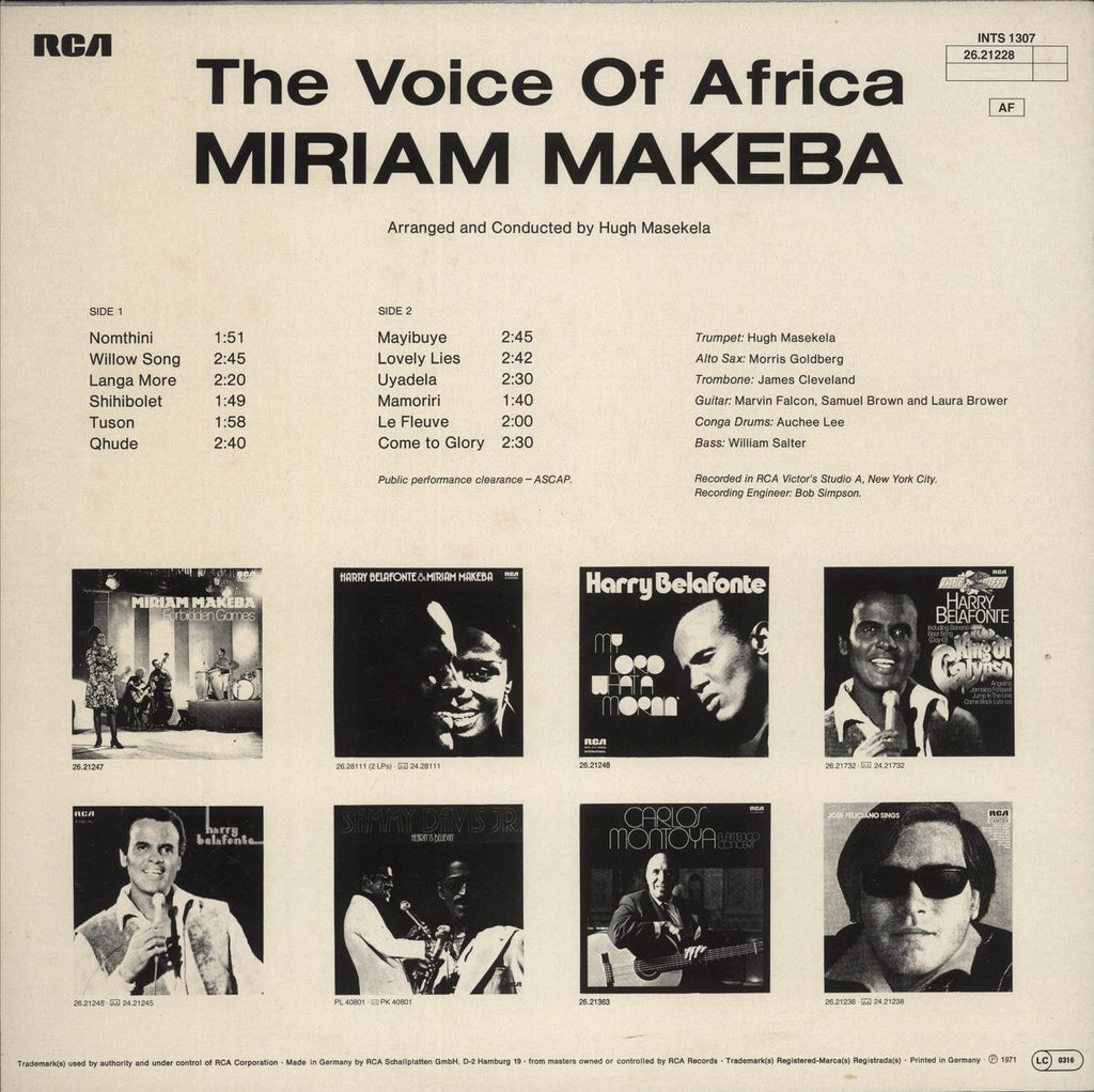 Miriam Makeba The Voice Of Africa German vinyl LP album (LP record)