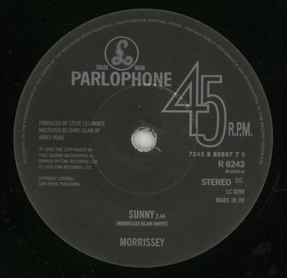 Morrissey Sunny UK 7" vinyl single (7 inch record / 45) MOR07SU189184